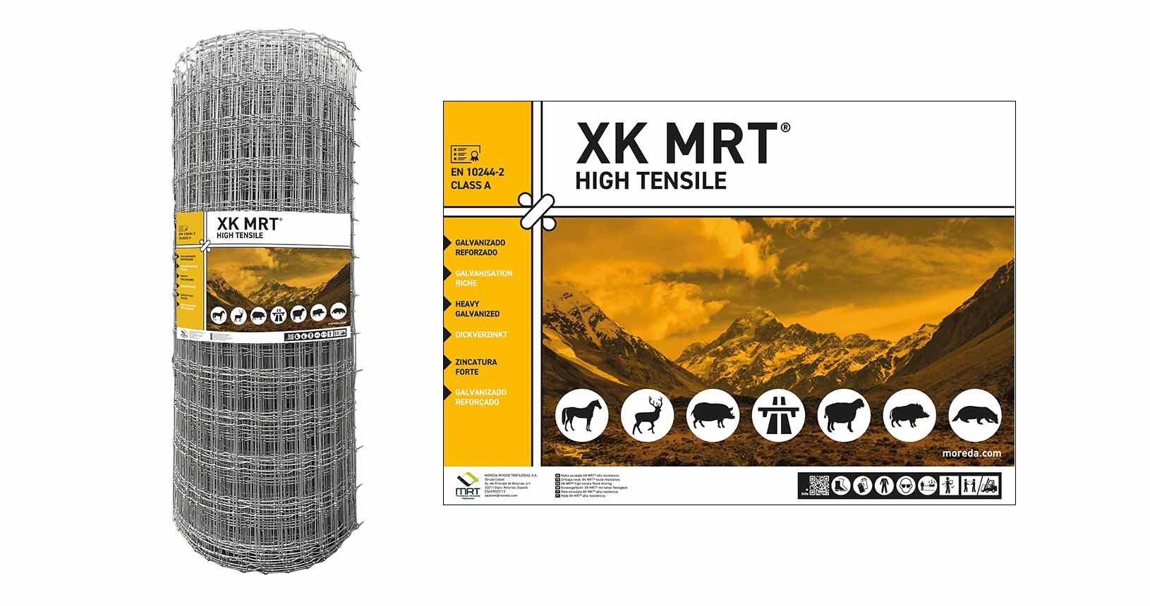 Imagen del rollo y de la etiqueta de una malla XK MRT