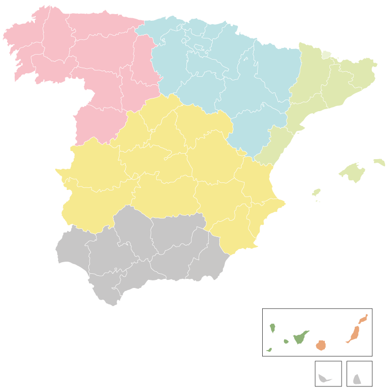 Mapa de España con las áreas comerciales de MRT